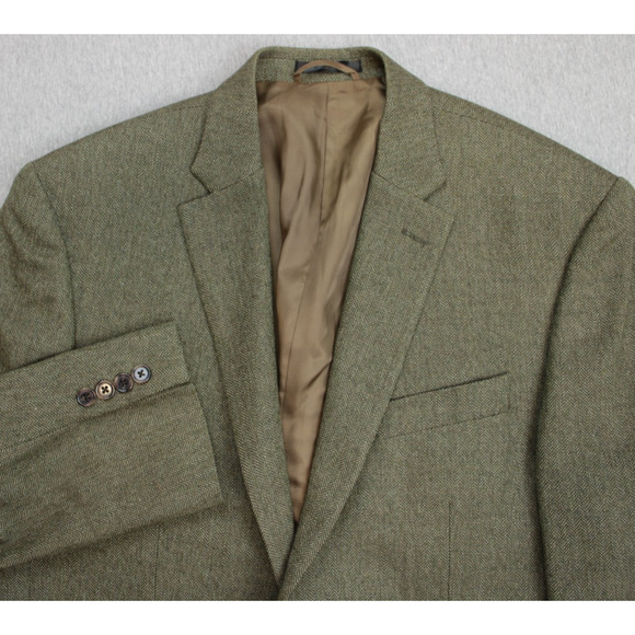 Lauren Ralph Lauren Blazer 40R Herringbone 100% Wool Sports Jacket Elbow Patch - Picture 1 of 10